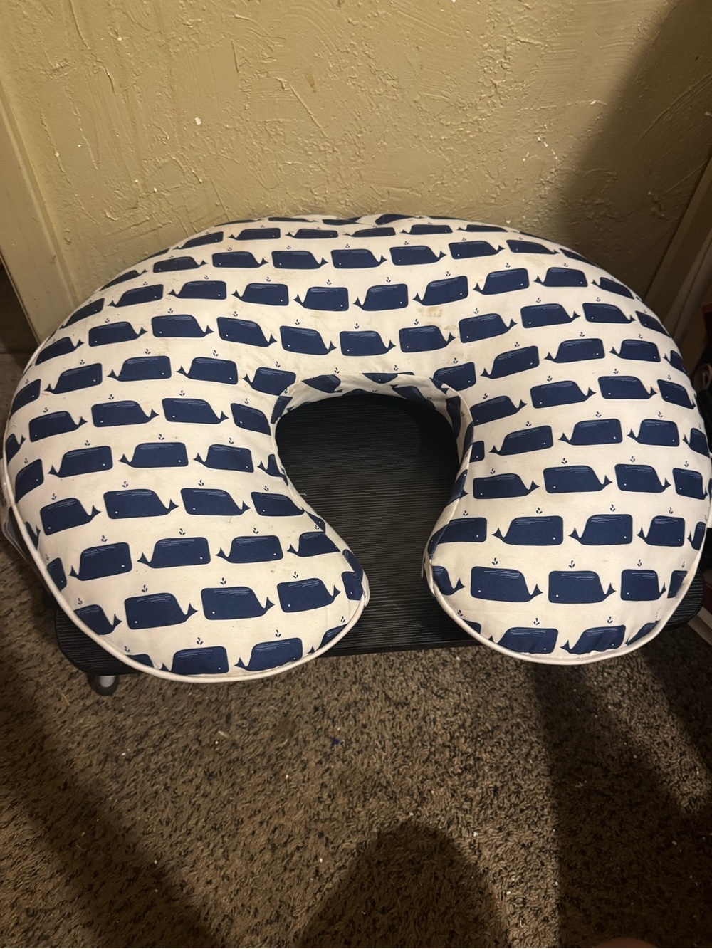 Bobby Pillow with Navy Whale Print